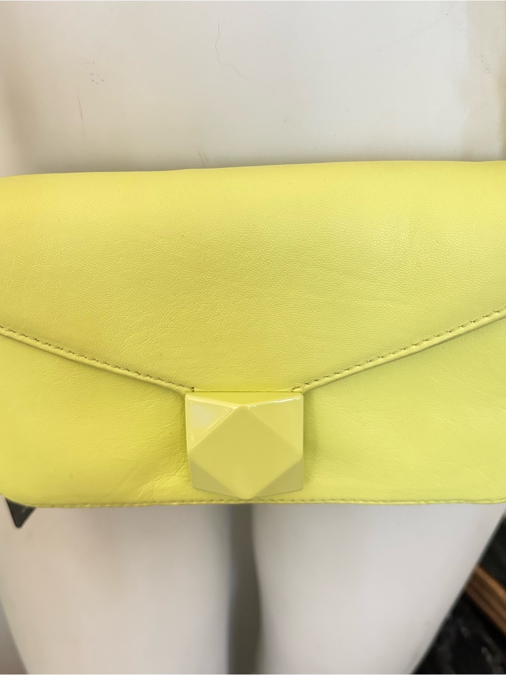 Vince Camuto Lemon Yellow Leather Envelope Clutch - open to offers